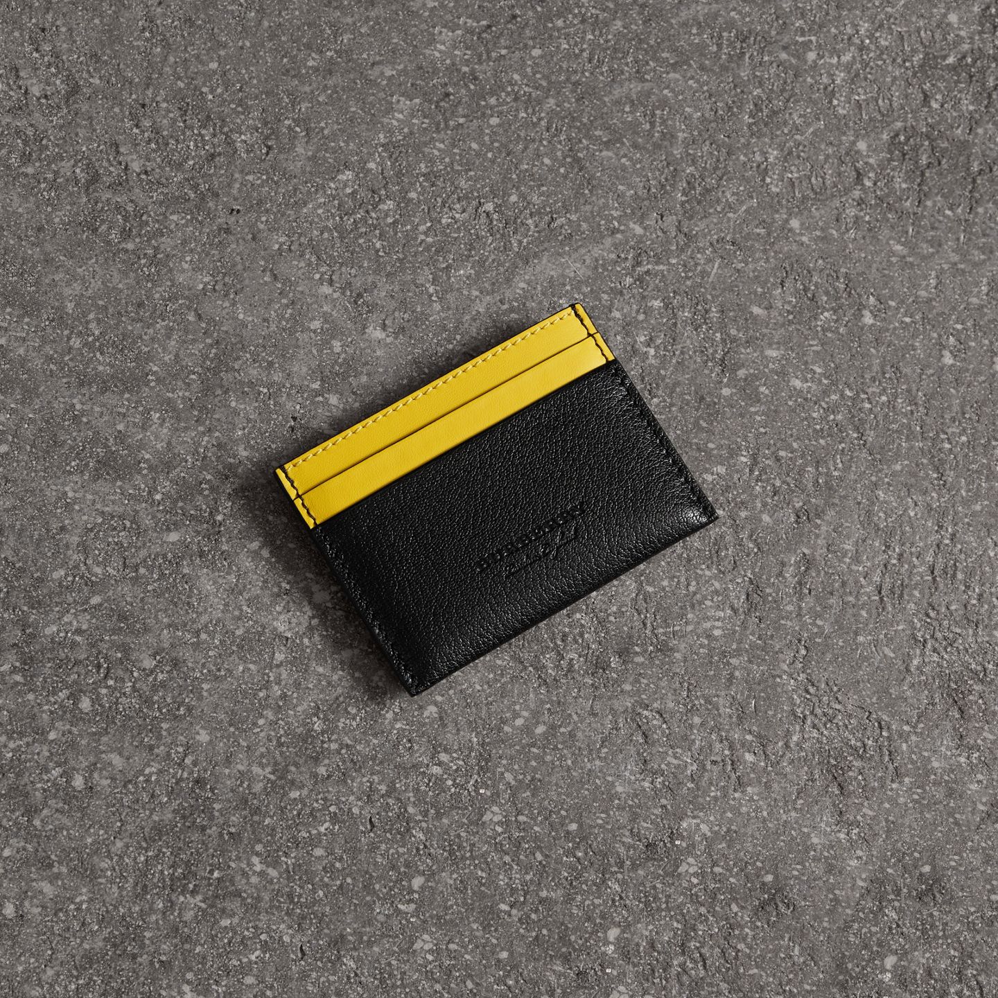 Black & Yellow Leather Card Case